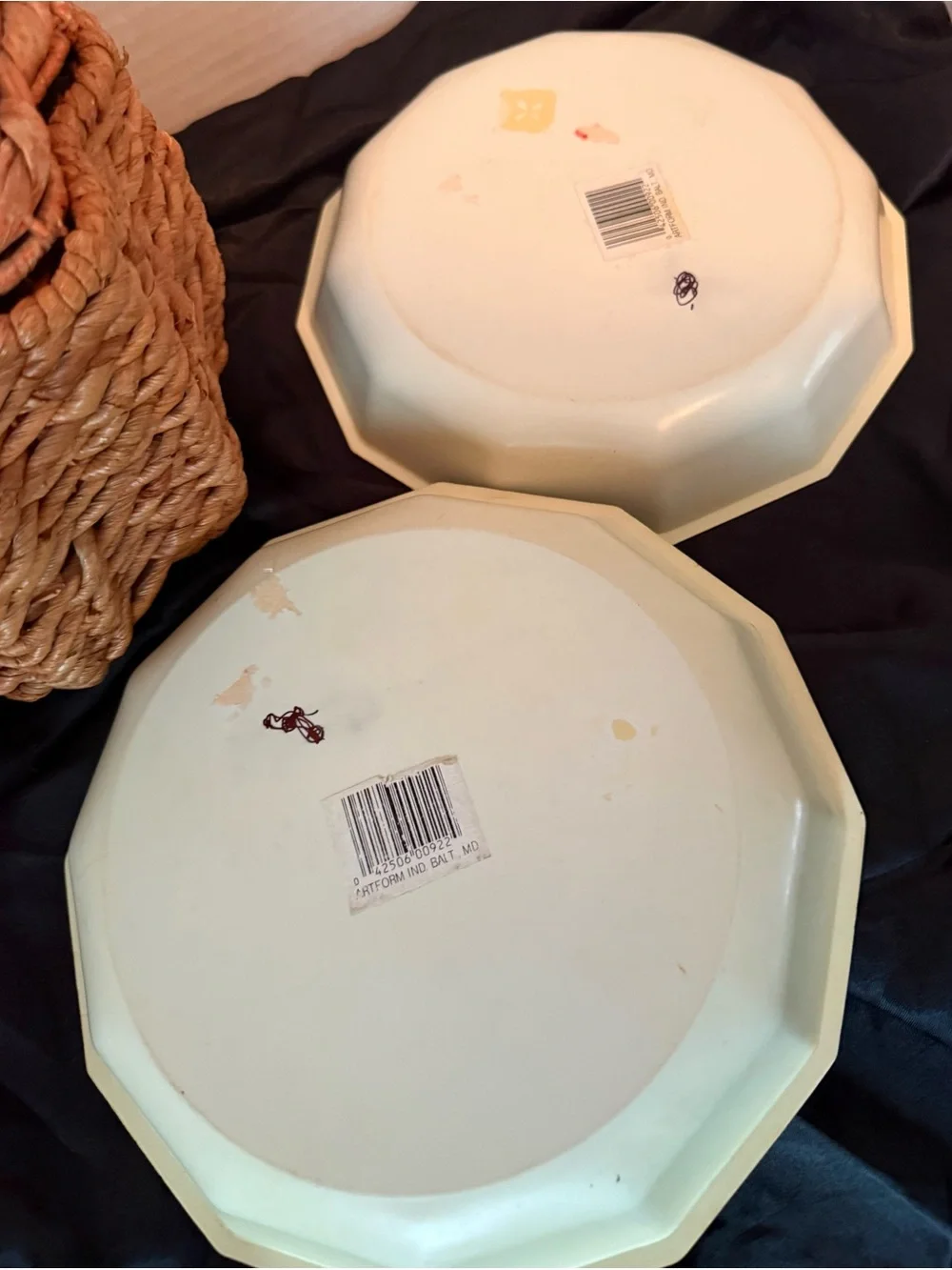 Vintage Halloween Plastic Witch Two Plates /serving trays- Bright Teal